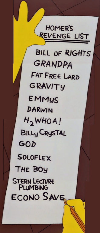 Homer's Revenge List