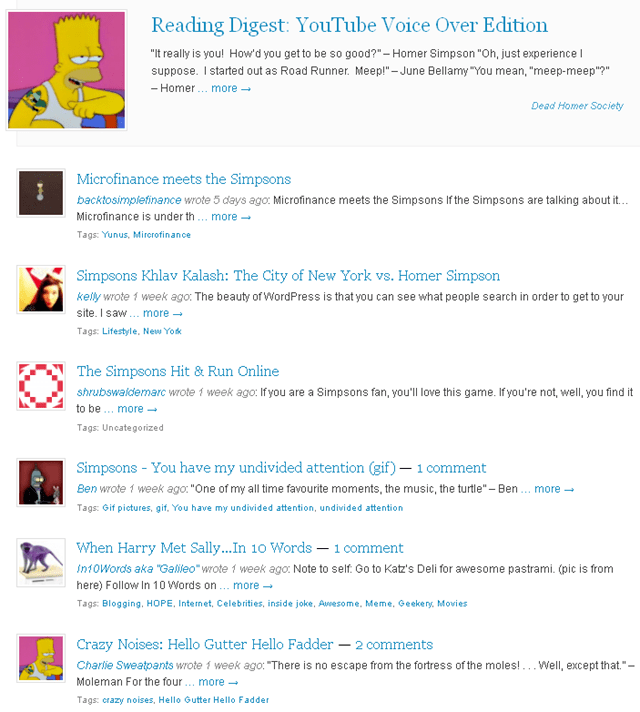 Wordpress 'Simpsons' Tag (7 July 2012)
